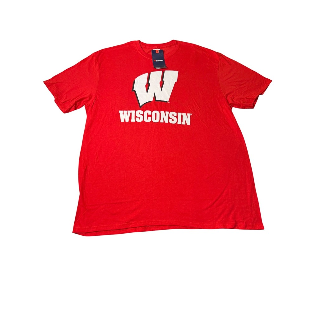 Fanatics Wisconsin Badgers NCAA Mens 2XL Red Graphic T-Shirt New With Tags